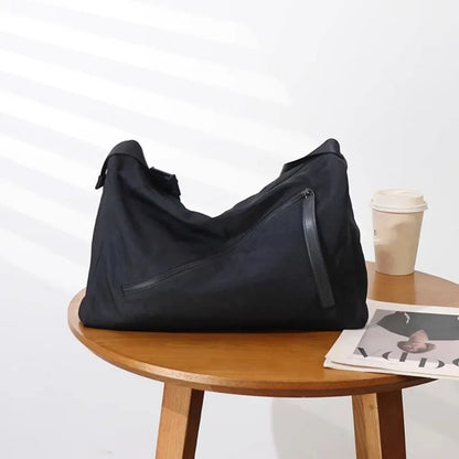Diagonal-Zip Shoulder Bag