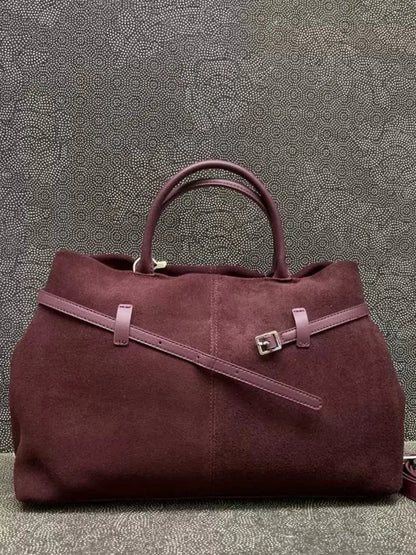 Belted Top-Handle Tote Bag