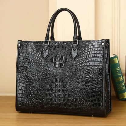 Croc-Pattern Structured Tote Bag