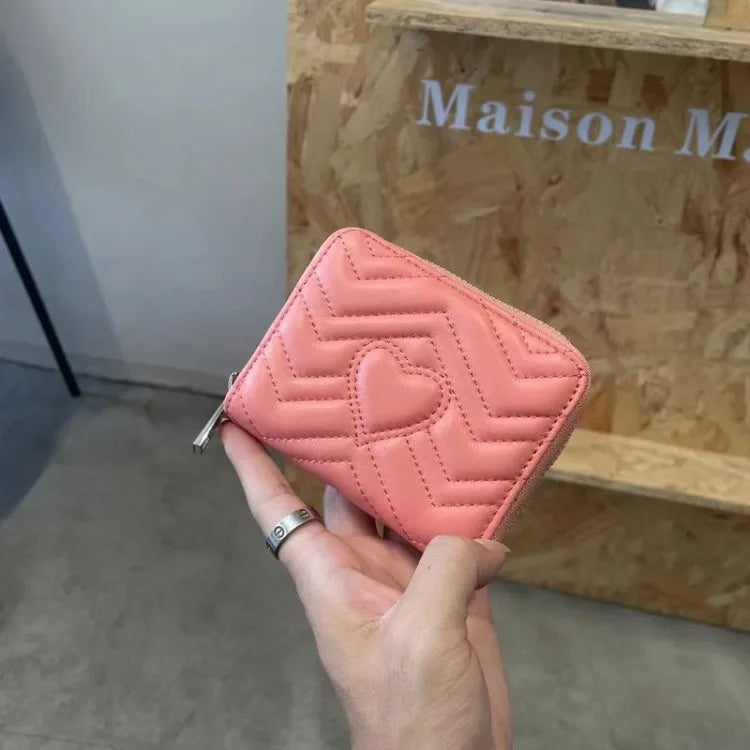 Heart-Quilted Zip Wallet