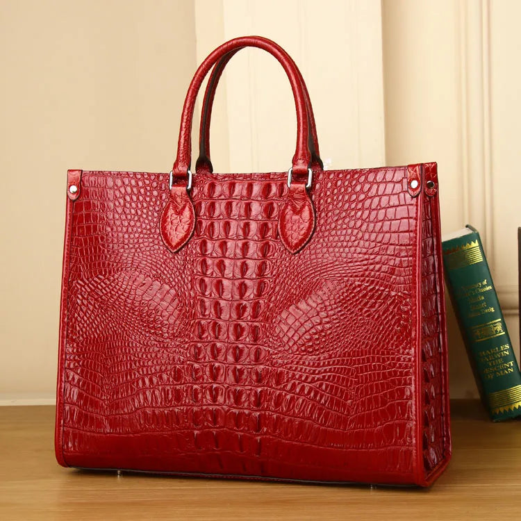 Croc-Pattern Structured Tote Bag