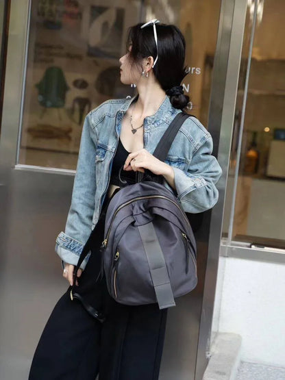 Webbing-Trim Zip Backpack