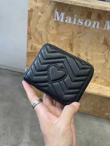 Heart-Quilted Zip Wallet
