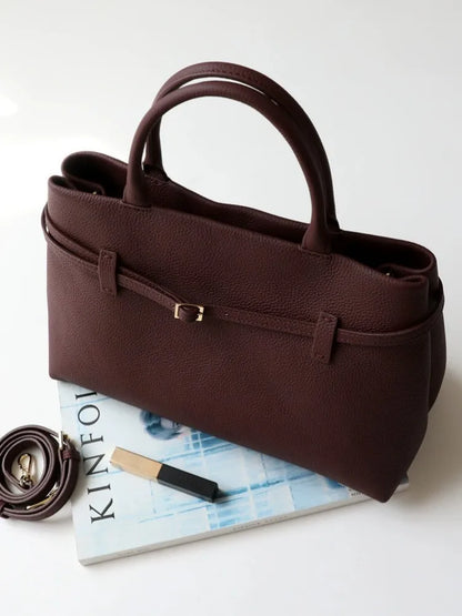 Belted Top-Handle Tote Bag