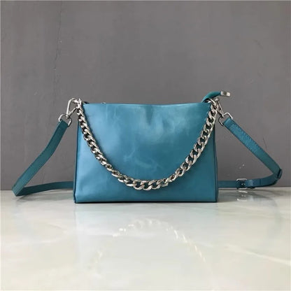 Chain-Detail Zip Shoulder Bag