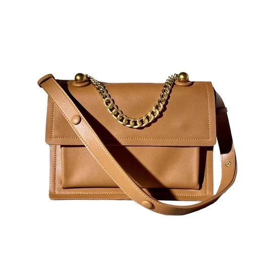 Chain-Handle Flap Satchel