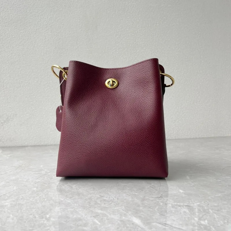 Turn-Lock Bucket Shoulder Bag