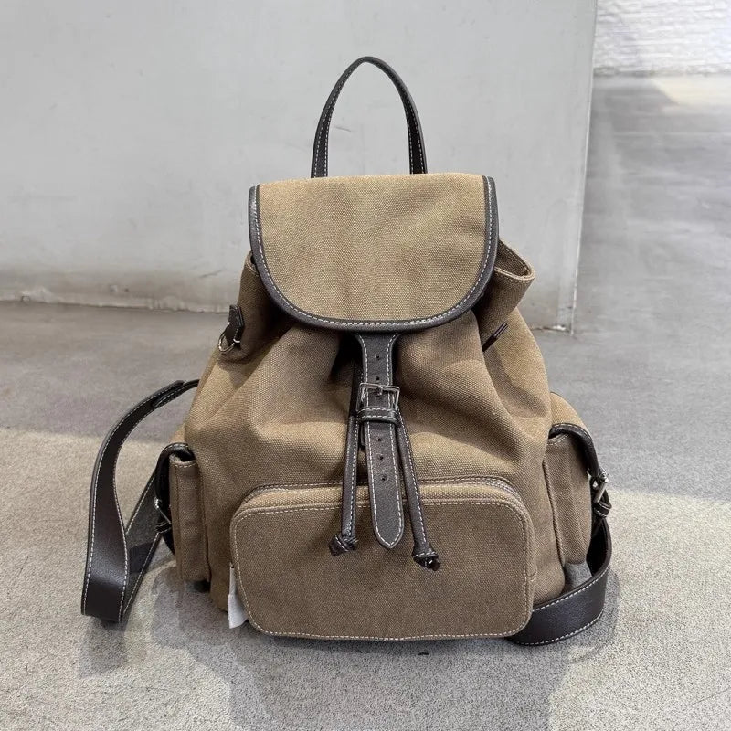Contrast-Trim Drawstring Backpack