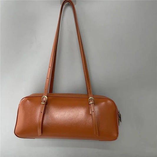Buckle-Strap Barrel Shoulder Bag