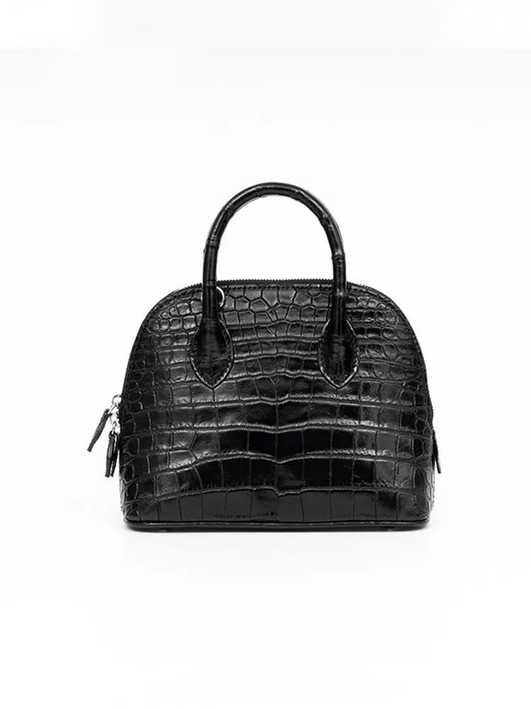 Croc-Pattern Dome Handbag
