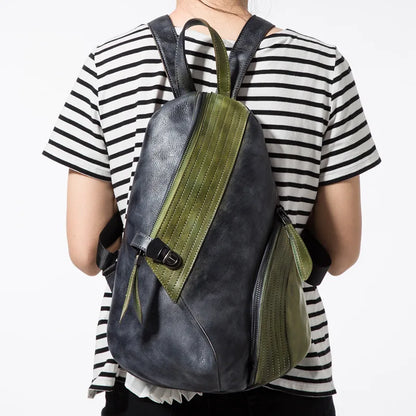 Colorblock Asymmetric Zip Backpack