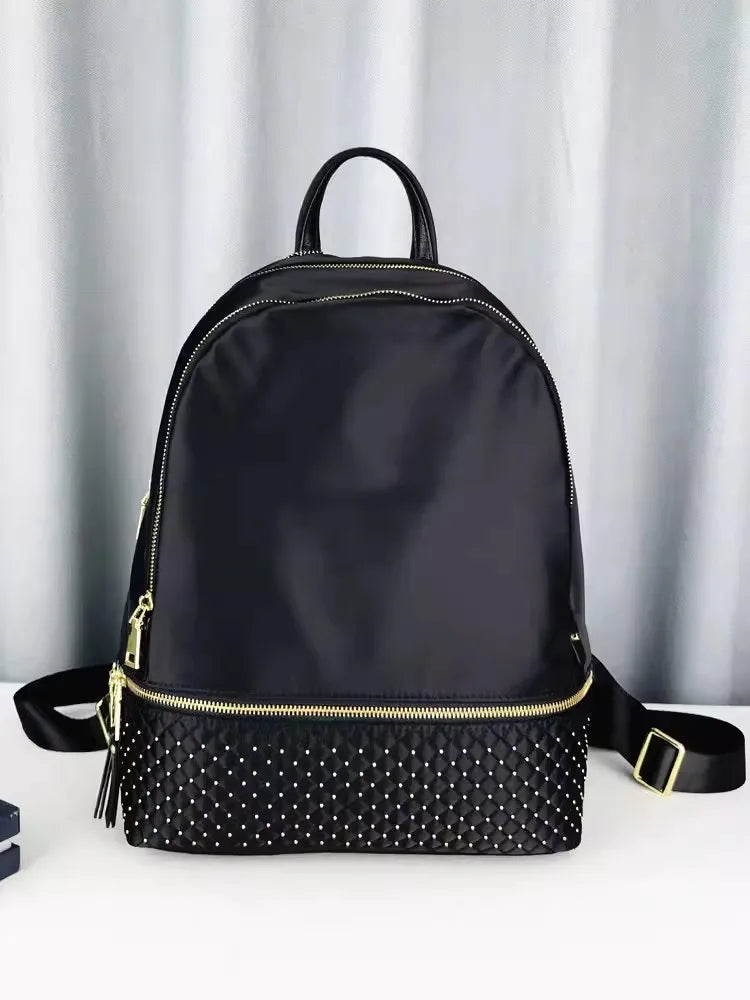 Studded Quilted-Pocket Backpack