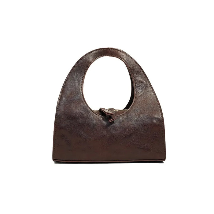 Leather Cutout Handle Hobo Bag