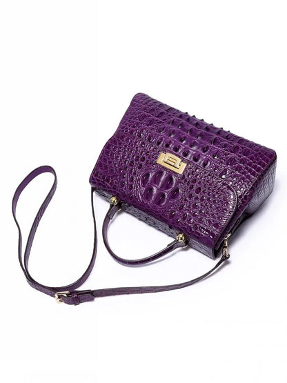 Croc-Pattern Top-Handle Bag