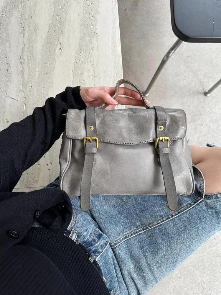 Twin-Buckle Satchel Bag