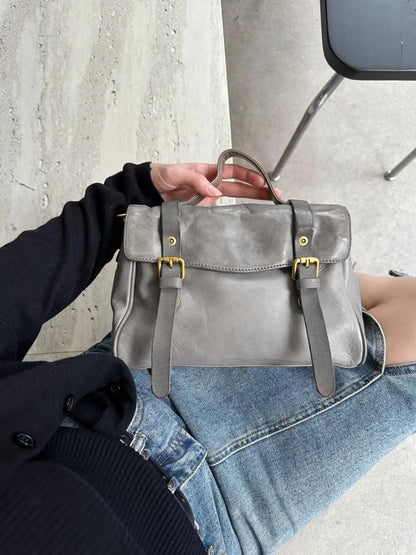 Twin-Buckle Satchel Bag