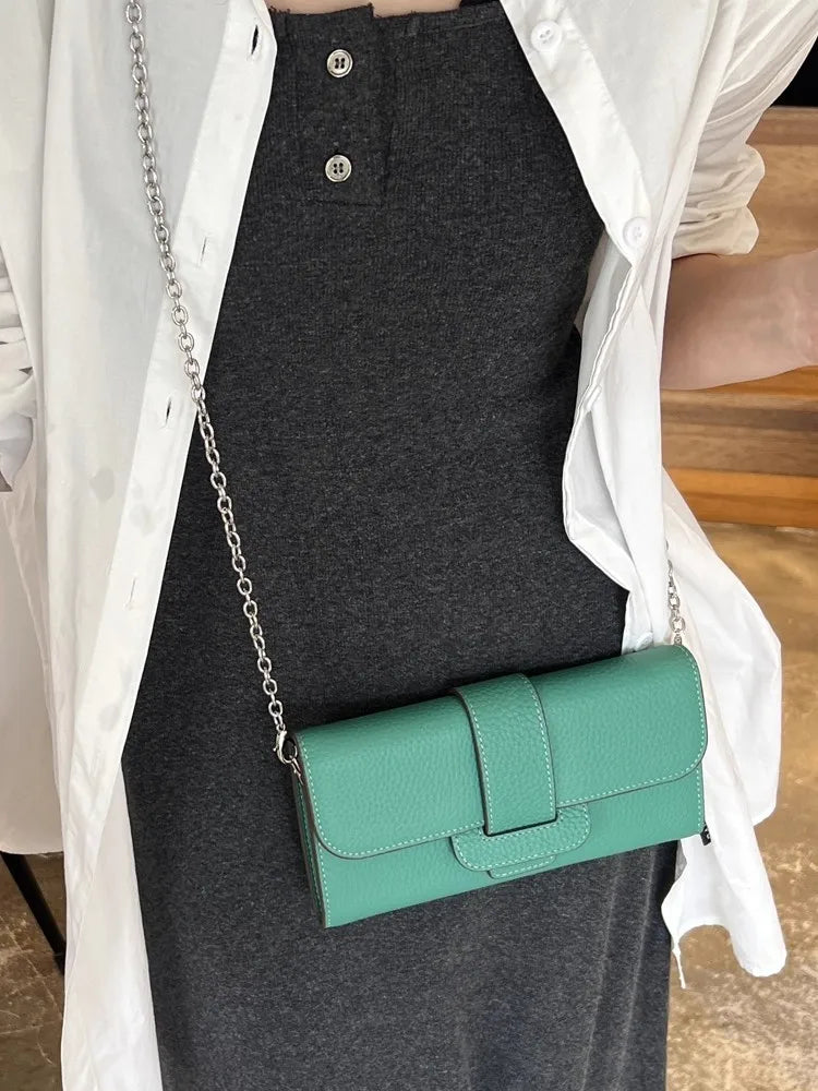 Tab-Flap Chain Shoulder Bag