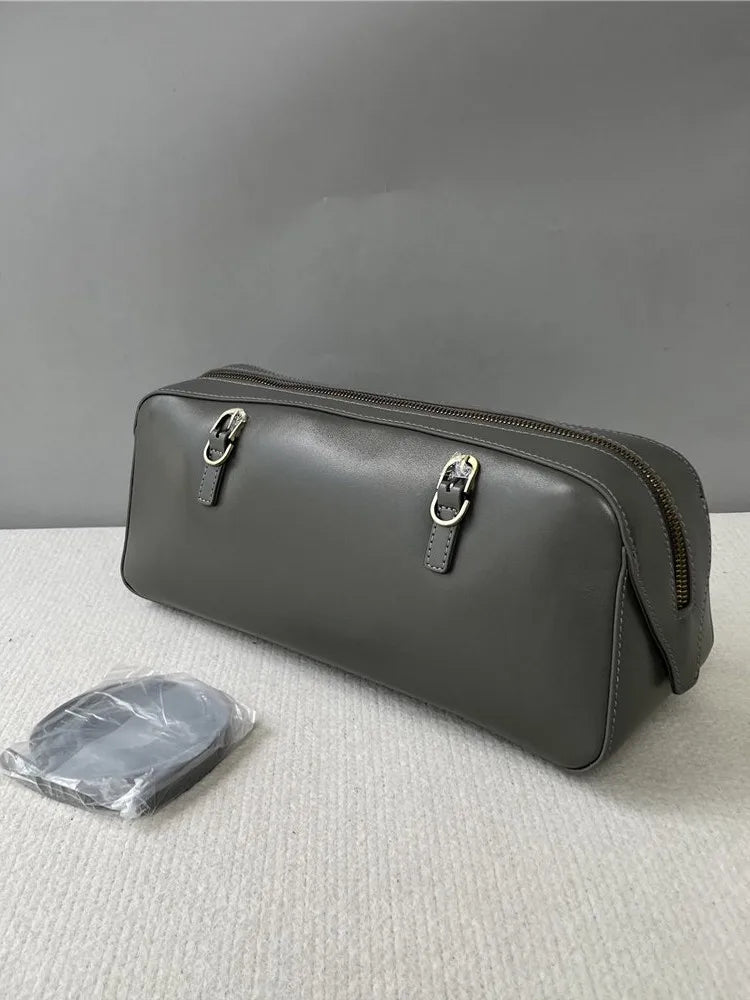 Buckle-Strap Barrel Shoulder Bag