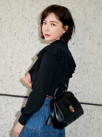 Padlock-Detail Flap Bag