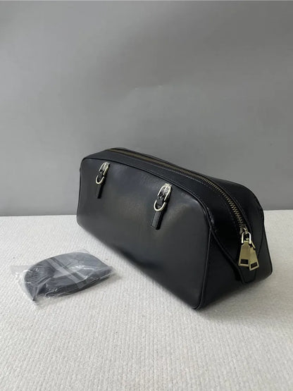 Buckle-Strap Barrel Shoulder Bag