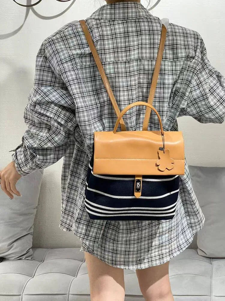 Striped Flap Backpack