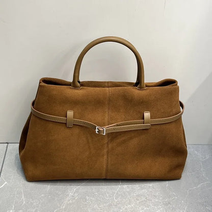 Belted Top-Handle Tote Bag