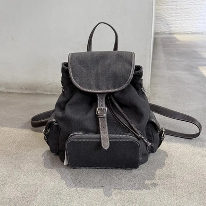Contrast-Trim Drawstring Backpack
