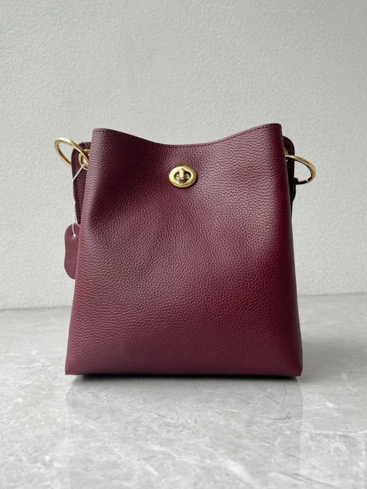Turn-Lock Bucket Shoulder Bag