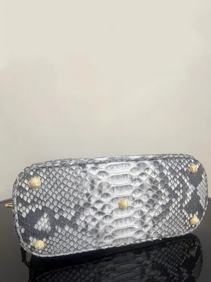 Snake-Pattern Dome Handbag