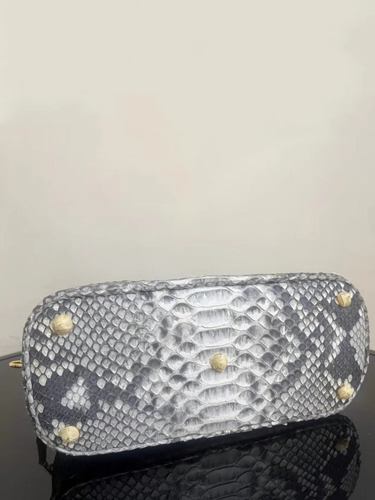 Snake-Pattern Dome Handbag