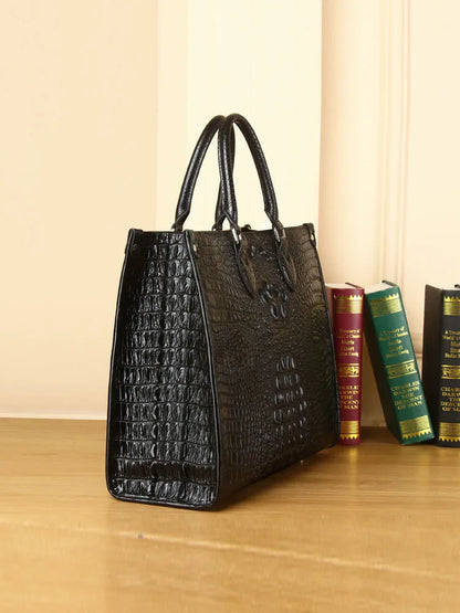 Croc-Pattern Structured Tote Bag