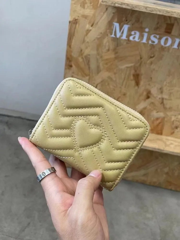 Heart-Quilted Zip Wallet