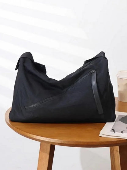 Diagonal-Zip Shoulder Bag