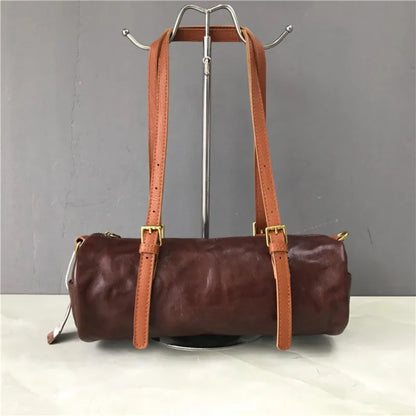 Buckle-Strap Barrel Shoulder Bag