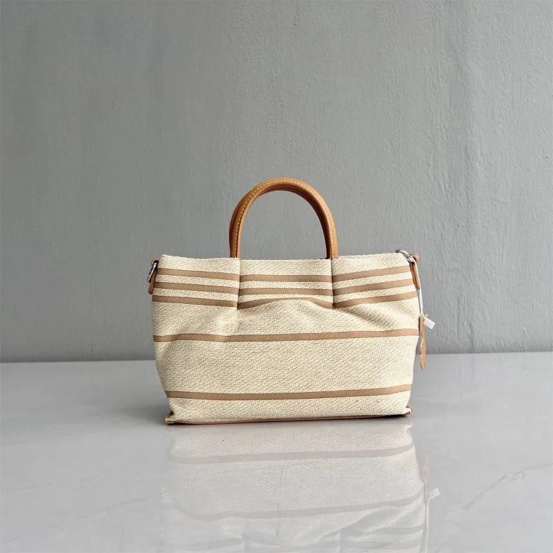 Striped Top-Handle Bag