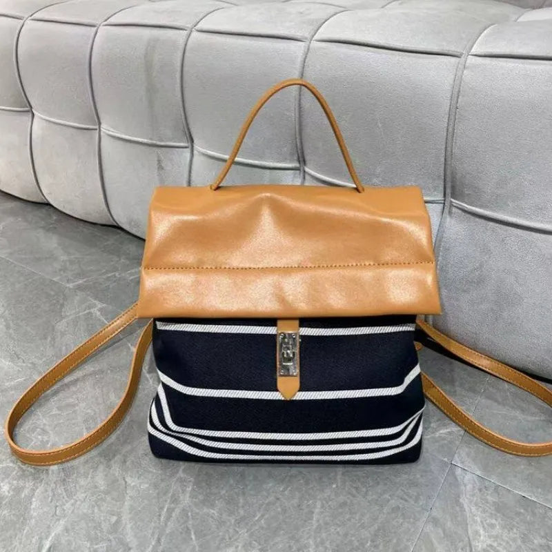 Striped Flap Backpack