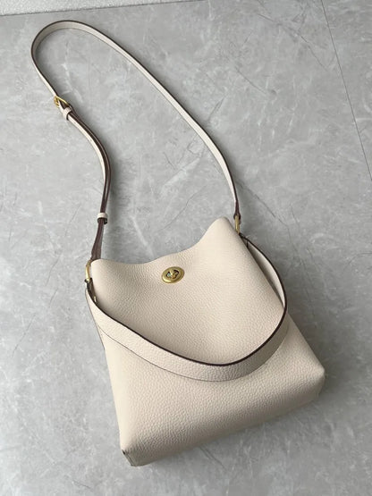 Turn-Lock Bucket Shoulder Bag