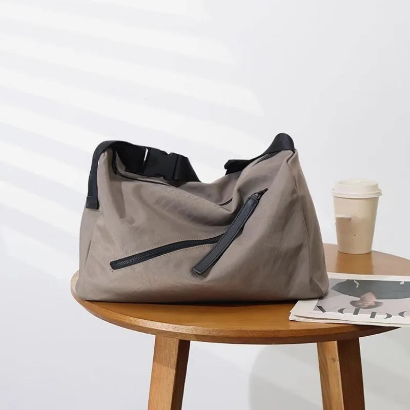 Diagonal-Zip Shoulder Bag