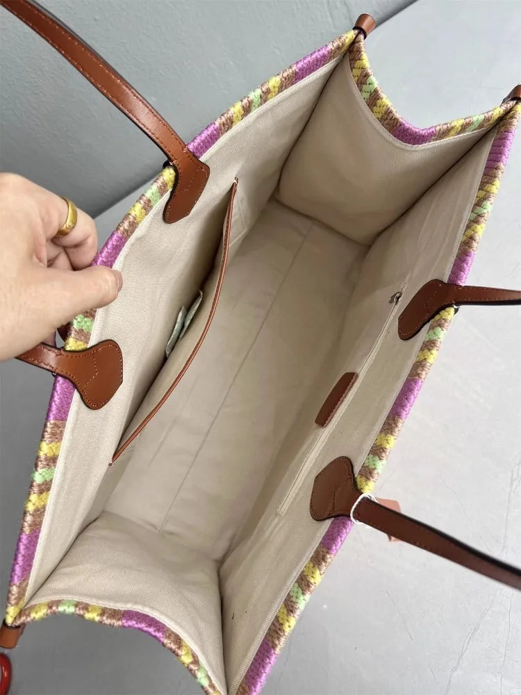 Multicolor Striped Tote Bag