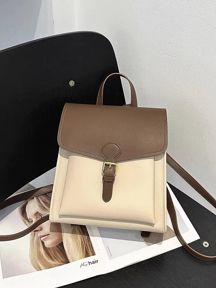 Colorblock Buckle-Flap Backpack