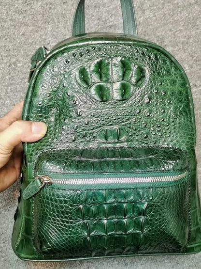 Croc-Pattern Zip Backpack