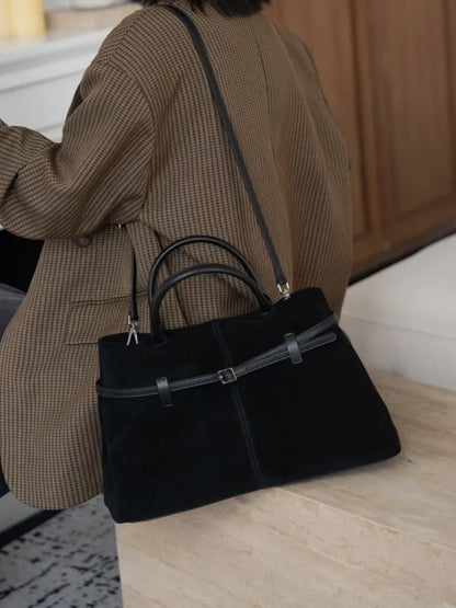 Belted Top-Handle Tote Bag