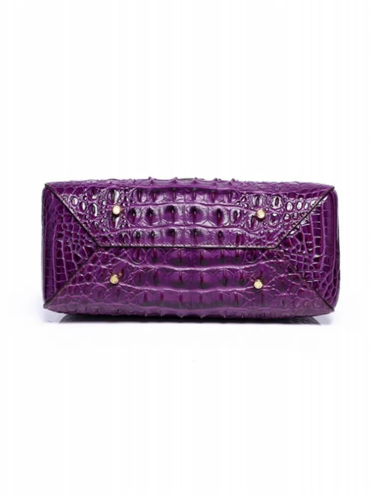 Croc-Pattern Top-Handle Bag