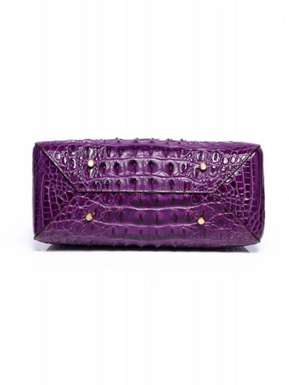 Croc-Pattern Top-Handle Bag