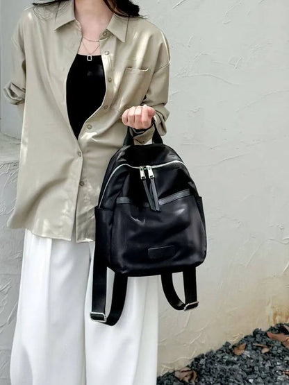 Pleated Front-Pocket Backpack