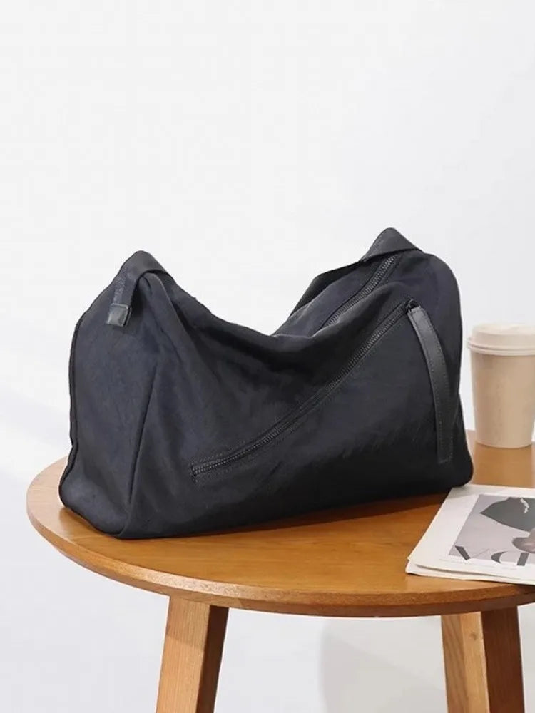 Diagonal-Zip Shoulder Bag