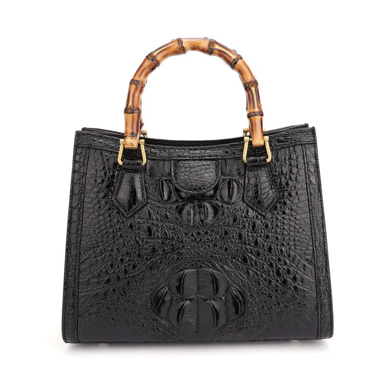 Croc-Pattern Arched-Handle Tote Bag